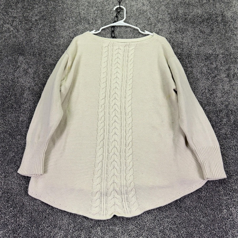 Chaps Sweater Womens 1X White Cable Knit Long Sleeve Casual Outdoor City